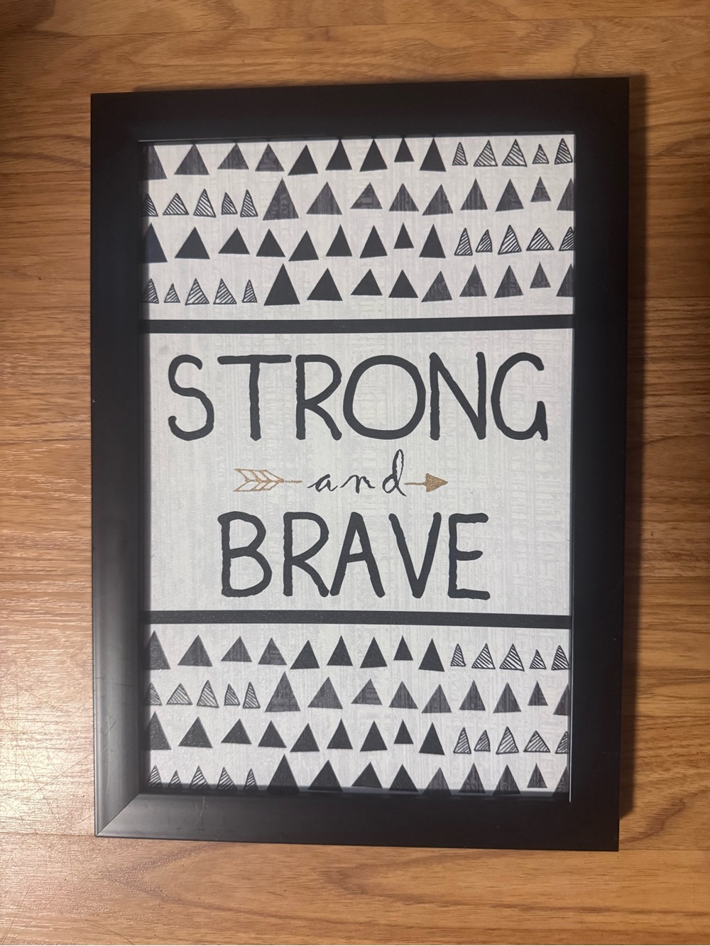 Strong and Brave Framed Canvas Sign - Tribal/Boho